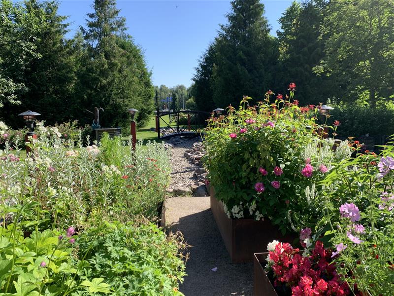 Sommarblomsplanteringar.